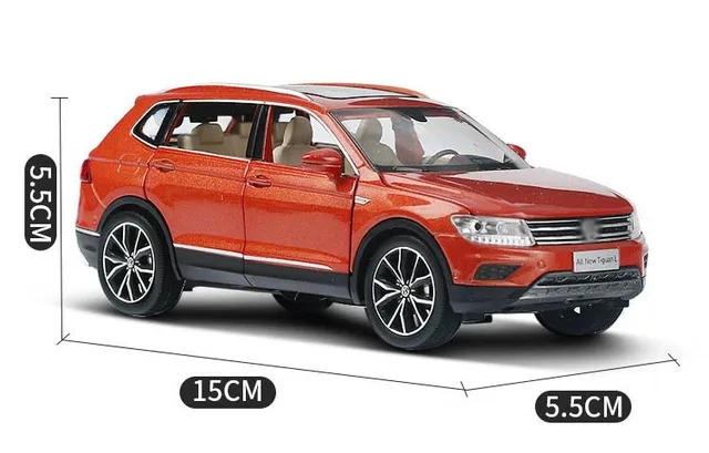 1:32 Scale Diecast Metal Toy Car Model TIGUAN L High Imitation Pull Back  Sound & Light Educational Collection Gifts 6 Doors Open