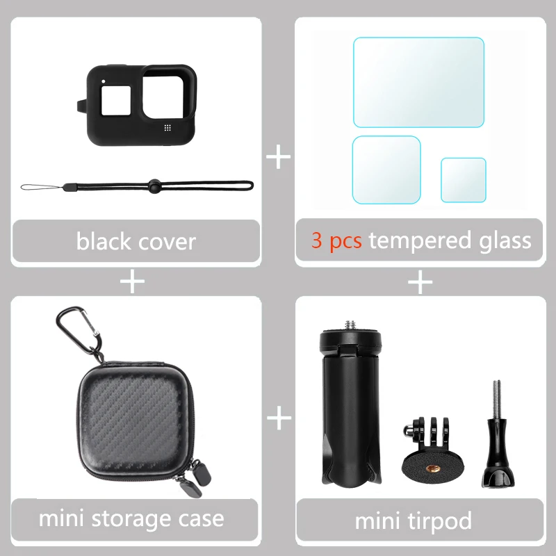 option 15 Набор аксессуаров для Gopro Hero 8 чехол для переноски силиконовый чехол селфи палка Штатив для Gopro 8 Защита экрана полный набор - Цвет: option 15
