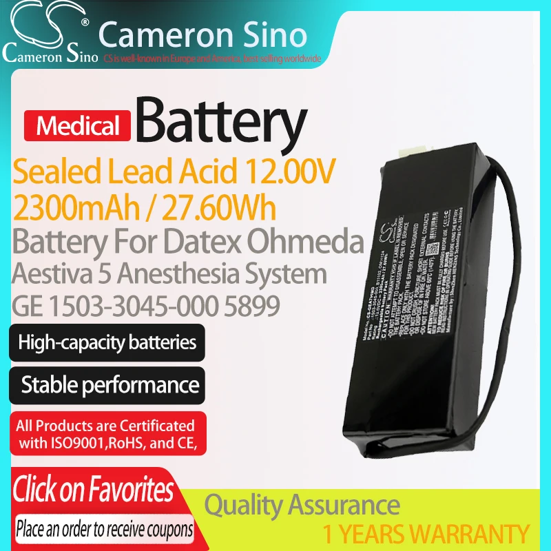 

CameronSino Battery for Datex Ohmeda 7900 Ventilator fits GE 1503-3045-000 5899 Medical Replacement battery 2300mAh/27.60Wh