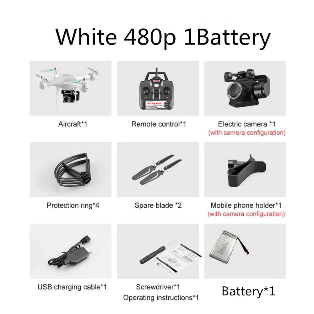 White 480p 1Battery Дрон 4K с вращающимся Квадрокоптер с камерой WiFi FPV Профессиональный Дрон selfie Flight 22 Mins RC вертолет игрушка для детей - Цвет: White 480p 1Battery