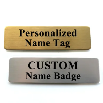 

Name Tag Custom Engraved With Your Name Position Badge with Brooch Pin ID Name Tag Badge
