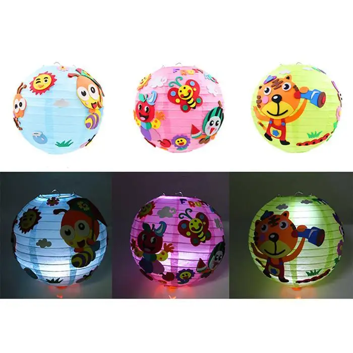 Lantern Festival Cartoon DIY Portable Illuminated Lantern multicolor Child Festival, Party Handmade