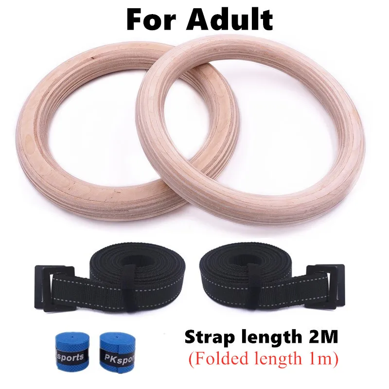 For Adult-2M Кольца гимнастические гимнастика одежда гимнастические кольца для гимнастики Деревянные гимнастические кольца 25/28 мм с регулируемые пряжки, для детей от 1 года до 5 лет, M, ремни для дома зала фитнеса Crossfit - Цвет: For Adult-2M