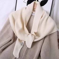 New Korean Triangle Knit Scarves for lady Outdoor Solid Color Warm Shawl Creative Double-Sided Wear Knotted Shawl Gift Scarf