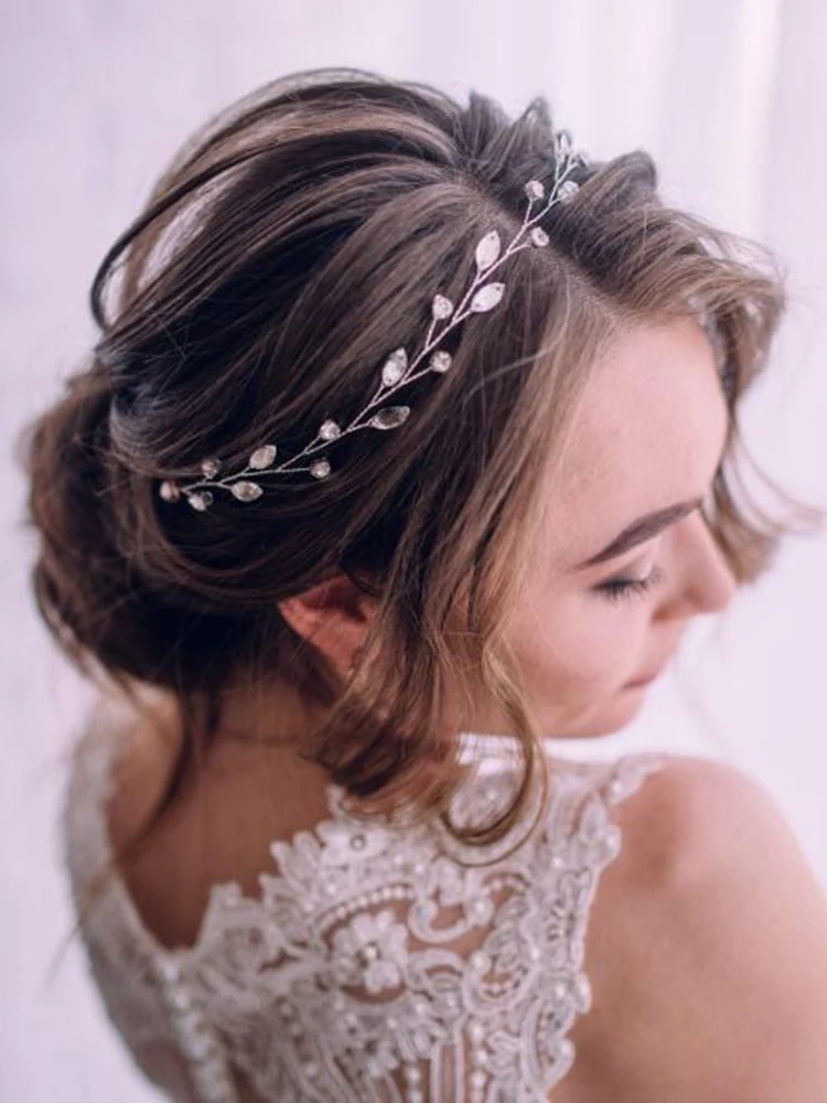 Bridal Hair Accessories Silver Blue Wedding Rhinestone Headband Elegant Prom Hairpiece Luxury Hairband Bridal Hair Accessory Women Hair Jewelry