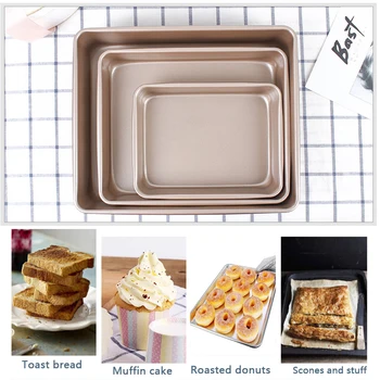

YOMDID Rectangle Cake Baking Pans Durable Heavy Steel Cookies Biscuit Cake Baking Tray Kitchen Non-stick Pizza Bread Baked Tool
