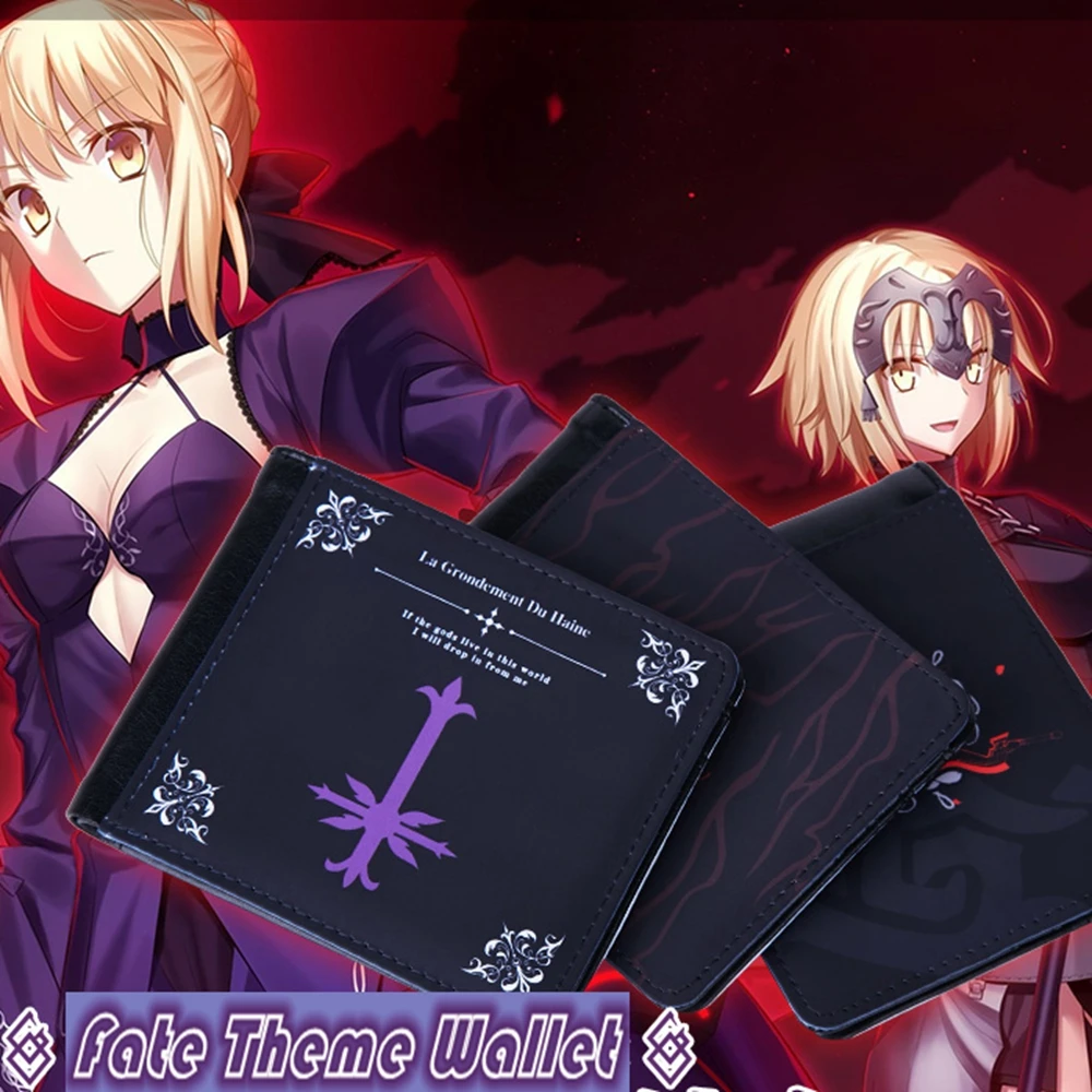 FGO Saber Fate Grand Order Alter Jeanne D'Arc nero черный короткий кошелек с логотипом для косплея