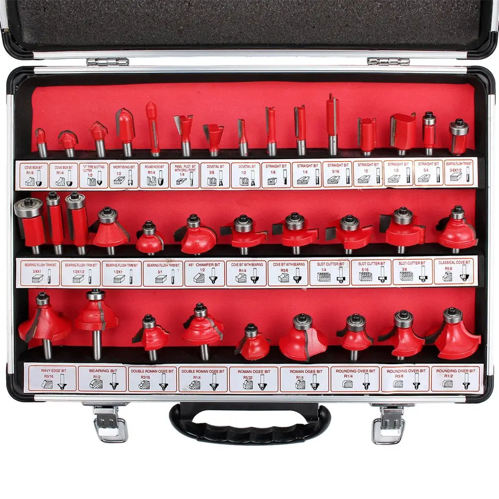 Cutter head 6 Mm Shank 35 Pcs Router Bits Set Professional Woodworking Tungsten Carbide End Mill With Metal Box