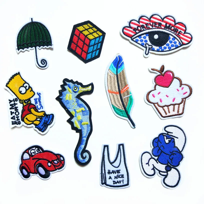 

Rubik's Cube Patches Clothing Applications Embroidered Stripes Eyes Badges Iron on Feather Appliques Stickers for Clothes @H