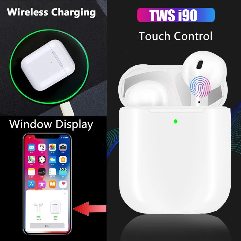 

I90 TWS Pop-up Bluetooth 5.0 Headset Ratio 1:1 with Wireless Charging 5D Stereo Headset for Mobile Phones pK i13 i80 i10