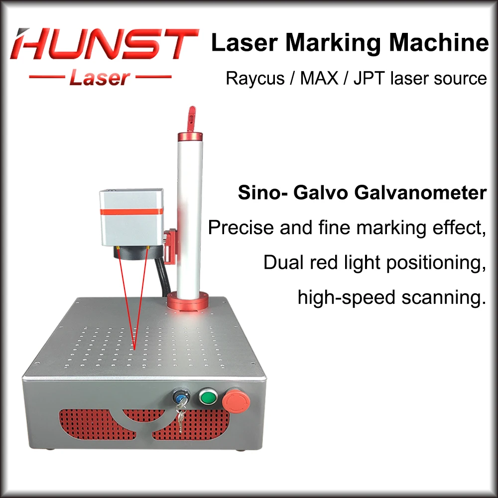 Hunst Metal Laser Marking Machine with JPT Raycus Max Source 20W 30W Foldable Mini Fiber Laser Engraver for DIY Marking Gift