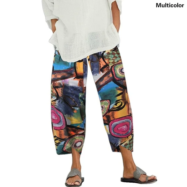 Women Casual Pants Summer Elastic Waist 