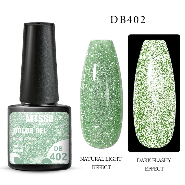 Mtssii Reflective Glitter Gel Nail Polish 6ml Sparkling Auroras Laser Nail Gel Nail Art Varnish Semi Permanent Top Base Gel Q21004 Reflective
