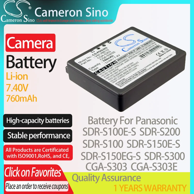 Battery for Panasonic SDR-S150EG-S SDR-S300 SDR-S150 VW-VBE10E SDR-S200 SDR-S100 