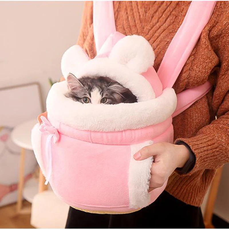 

Warm Carrying Bag Fleece Portable Cat Kitten Chest Backpack Pet Bunny Puppy Backpack Outdoor Transport Travel Handbag for Yorkie