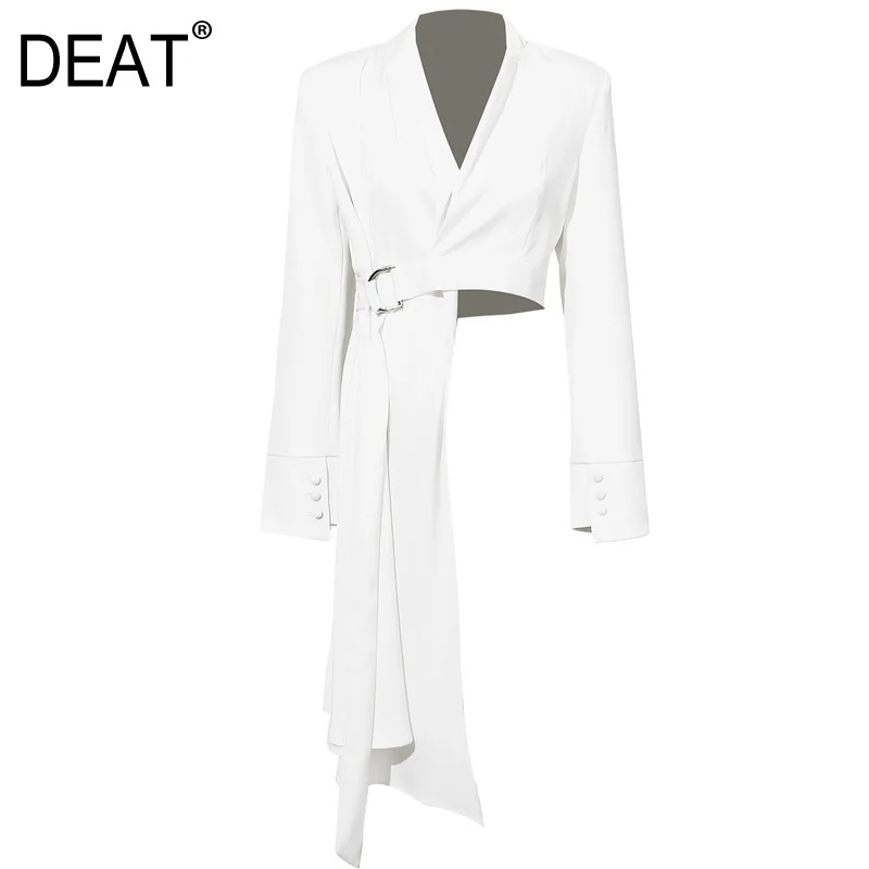 

DEAT 2019 Autumn New Fashion Trend Clothing Niche Irregular Personality Tailoring Suit Collar Jacket Suit WI161