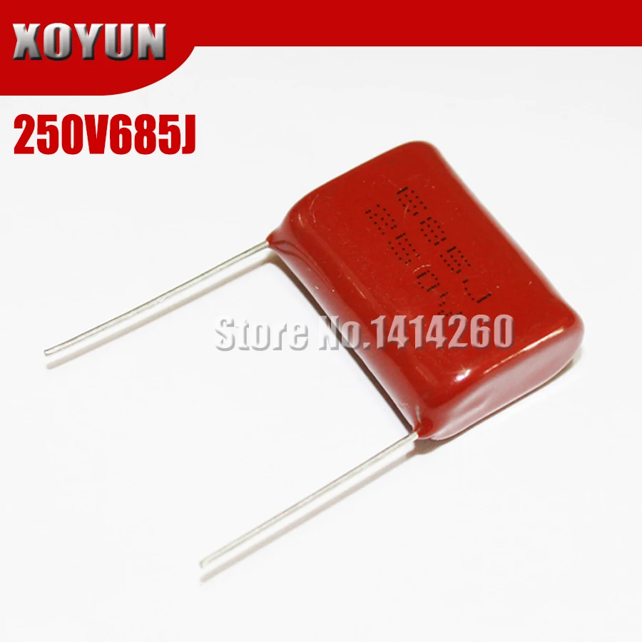 5 шт. 250V685J 6 8 мкФ CBB Шаг 25 мм 250V 685J полипропиленовый пленочный конденсатор |