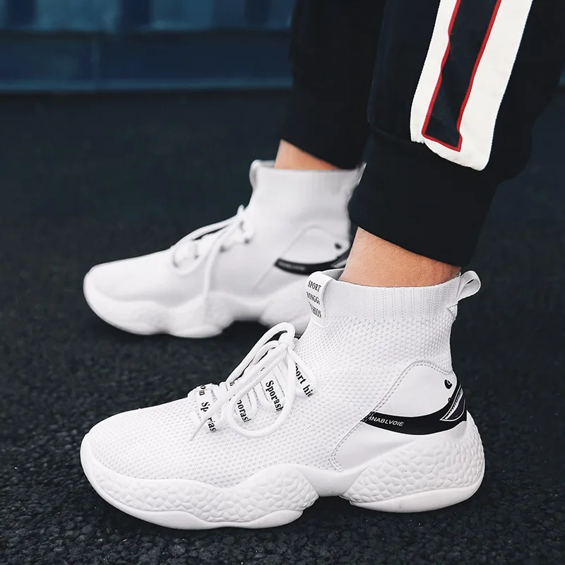 

2019 Winter Korean-style Hight-top Casual Sports Shoes MEN'S SHOES plus Velvet Dad Shoes New Style Fly Woven Trendy Shoes Studen