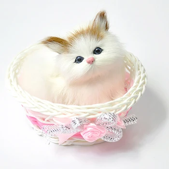 

Cat/Dog Dolls in the Basket Kids Simulation Animal Toy Cats Will Meowth Children's Pet Cat Plush Toys Ornaments Birthday Gift