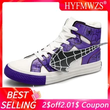 HYFMWZS/Персонализированная повседневная мужская обувь с высоким берцем; обувь с рисунком Человека-паука; Прогулочные кроссовки; цвет красный, фиолетовый; zapatillas hombre