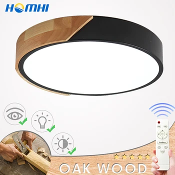 

wood nordic ceiling lamp with remote control round lamp in the bedroom modern led suspended ceilings living room lights fixtures