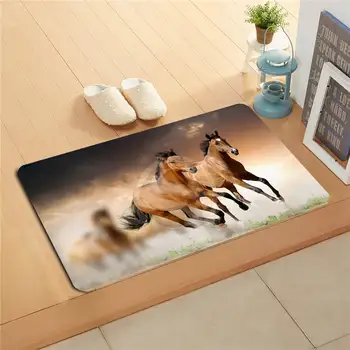 

W530L2 Custom beautiful brown horse Watercolor Painting Doormat Home Decor Door mat Floor Mat Bath Mats foot pad #F2