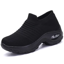  2022 Spring Women Breathable Shoes Woman Flat Slip on Platform Tenis for Women Mesh Sock Sneakers Shoes zapatillas aire mujer 