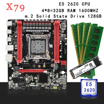 

X79 motherboard set LGA 2011 kit 4*8GB 1600MHz DDR3 ECC REG memory RAM Intel Xeon E5 2620 CPU MATX NVME M.2 128GB SSD