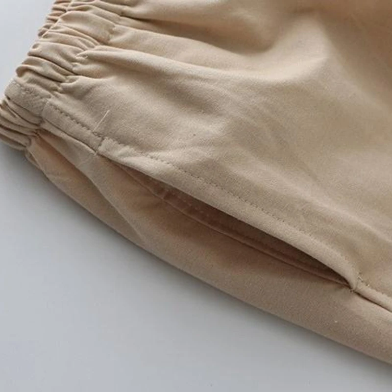 100% Cotton Chinese style Traditional Men's Kung Fu Pants Wu Shu Tai Chi Elastic Waist Long loose Trousers