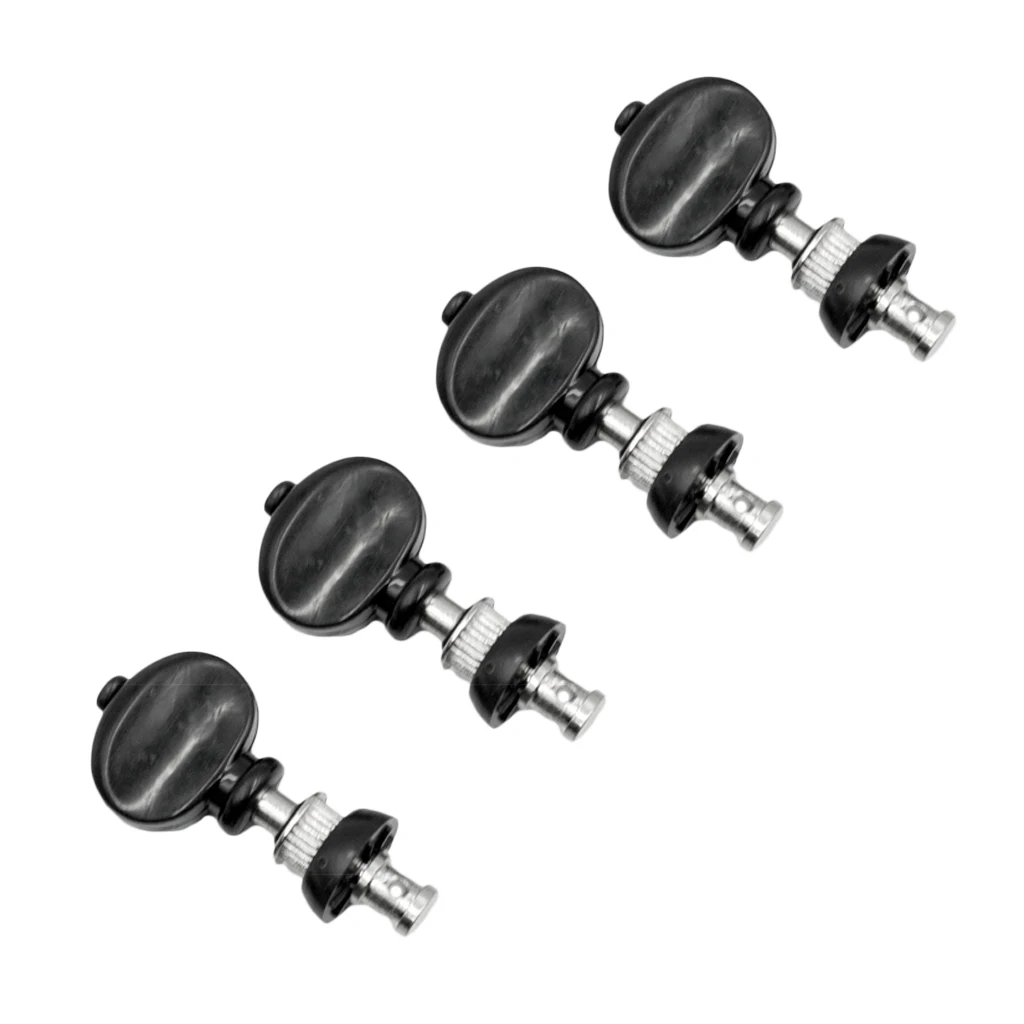Pack of 4 Straight String Tuning Pegs Pin Black+Silver for Ukulele 4 String Guitar Replacement Parts