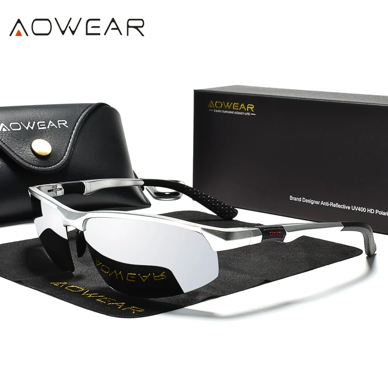AOWEAR Men's Rimless Sport Sunglasses Men Porlarized Quality Mirror Sun Glasses Male Light Weight Outdoor Goggles Gafas_voghion.com