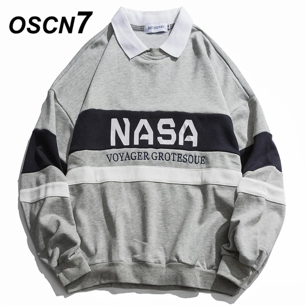 

OSCN7 High Street Funny Print Sweatshirt Men 2019 Fall Winter Japanese Streetwear Harajuku Oversize Sweatshirt Mens H9536
