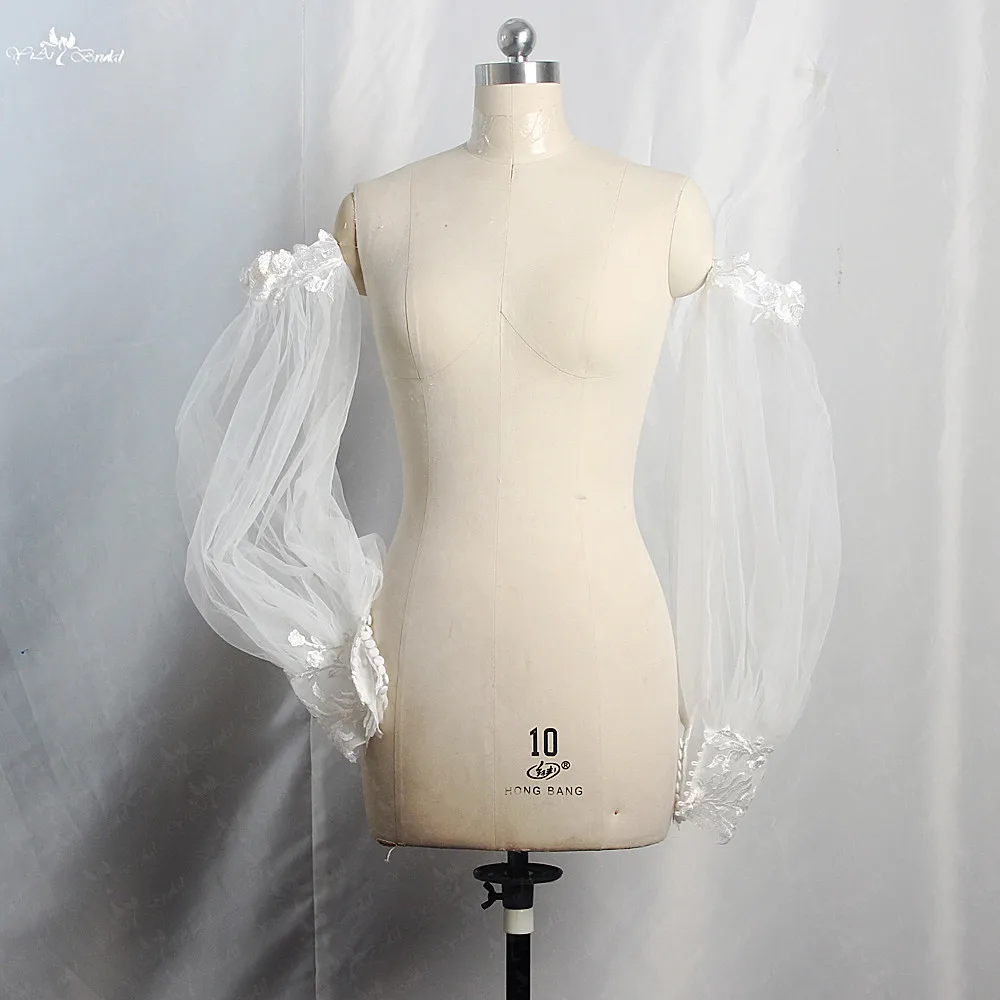 Real Made Puffy Tulle Off Shoulder Style Detachable Sleeves For Wedding Dress, Long Gloves Women