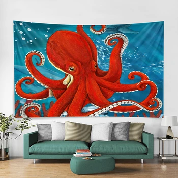 

Colorful Wall Hanging Sea Animal Red Octopus Hippie Wall Hanging Tapestry Octopus Yoga Beach Throw Sleeping Pad Wall Tapestry