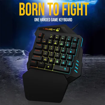 

One-Handed Mechanical Feel Gaming Keyboard RGB Backlit USB Wired Mini Gaming Keypad Game Controller for PC PS4 Xbox PUBG Gamer
