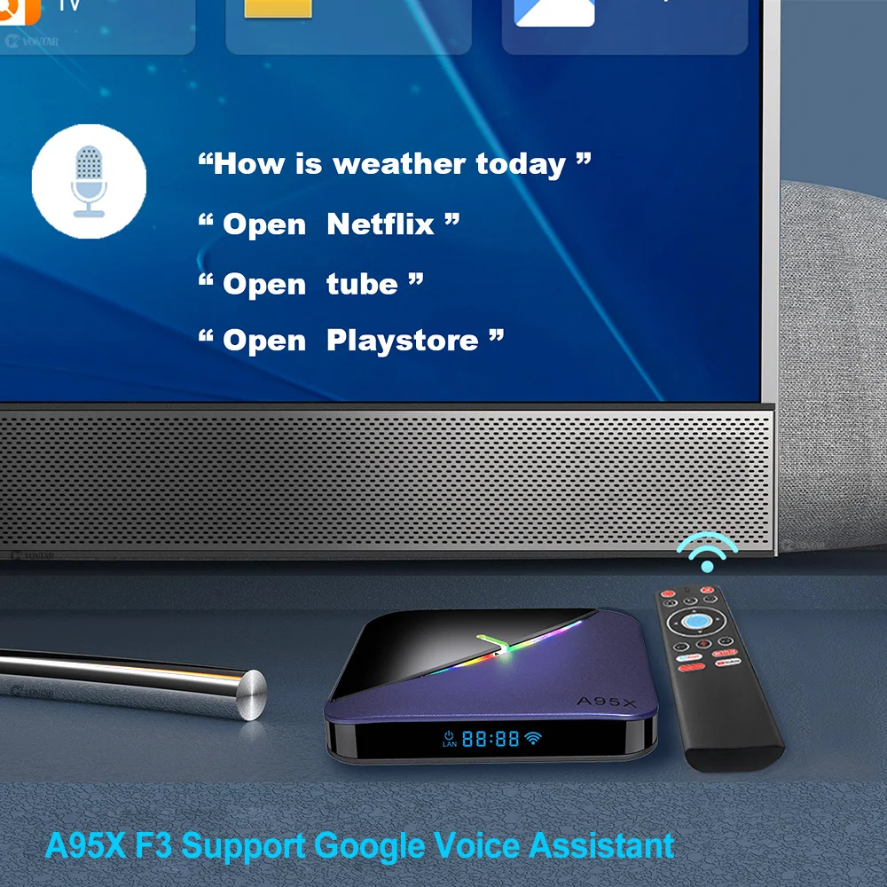 Android 9,0 смарт-ТВ Box Amlogic S905X3 RGB светильник 4 Гб Оперативная память 64 Гб Встроенная память 8K A95X F3 Media Player OTA 2G 16/32G 5G Wi-Fi Youtube Netflix