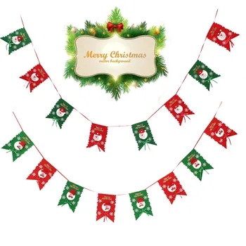 

5.5M Snowman Christmas Pattern Bunting Banner Red and Green Party Garland Decoration Christmas Hanging Decor