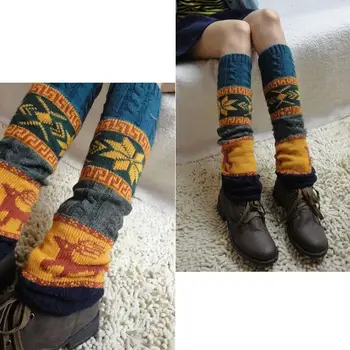 

Fashion Leg Warmers Women Printed Embroidery Warm Knee Socks Warmer Warm Knit Socks Winter Cuffs High Long Leg Boot Crochet X5I8