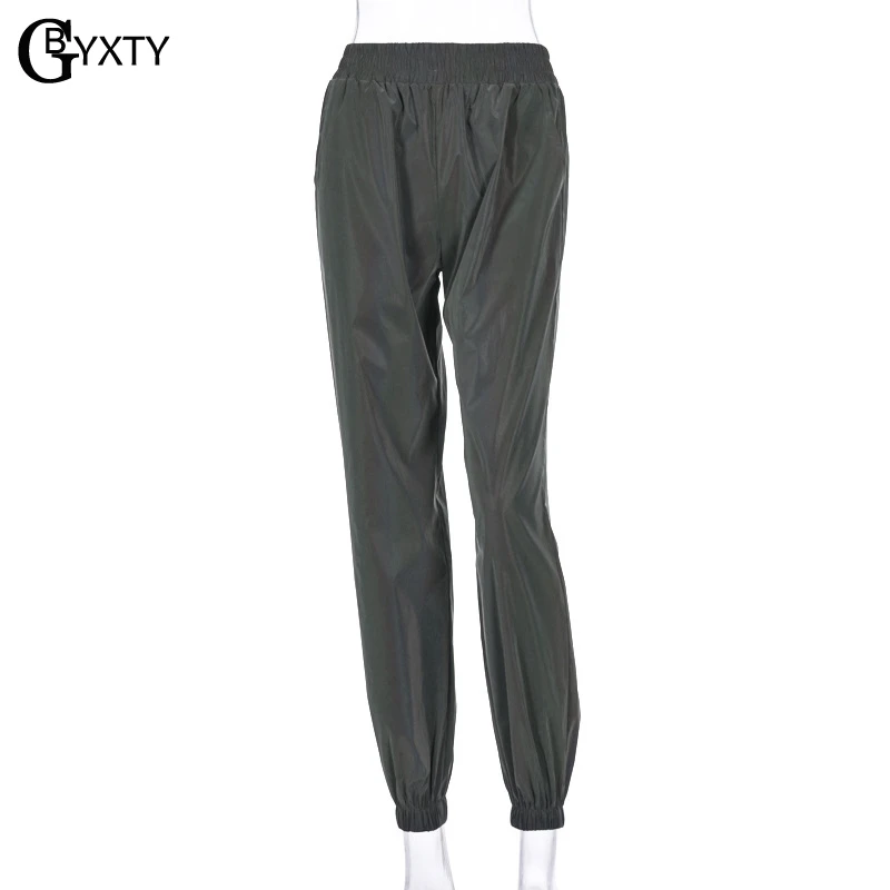 GBYXTY уличная одежда, светоотражающие голографические брюки, женские модные свободные брюки-карго с эластичной резинкой на талии, pantalon mujer ZA1798