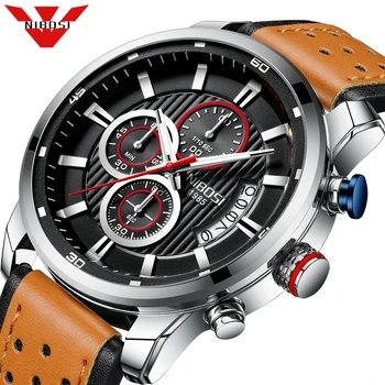 

NIBOSI Watches Top Brand Luxury Fashion Leather Strap Quartz Men Watch Date Business Male Wristwatches Clock Relogio Masculino