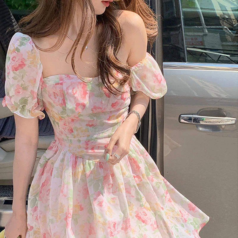 Floral One Piece Dress Korean Elegant Casual Women S Dresses Party Puff Sleeve Vintage Beach Dresses Females Boho 21 French Dresses Aliexpress Floral One Piece Dress Korean Elegant Casual Women S Dresses Party Puff Sleeve Vintage Beach Dresses Females Boho 21 French Dresses Aliexpress