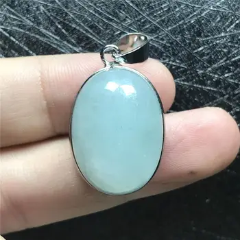 

Natural Blue Aquamarine Pendant Jewelry For Women Lady Crystal 23x17x11mm Oval Clear Stone Beads Silver Necklace Pendant AAAAA