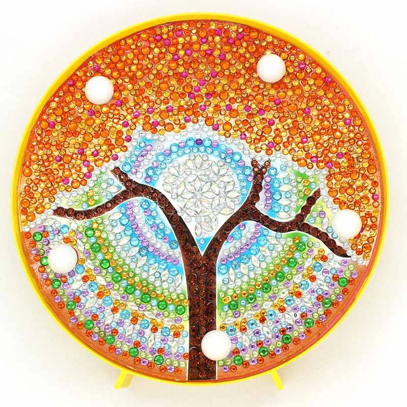 Dispaint Diamond Painting LED Lamp Light Mandala 5D Diamond Embroidery Landscape Rhinestones DIY Diamond Christmas Halloween 