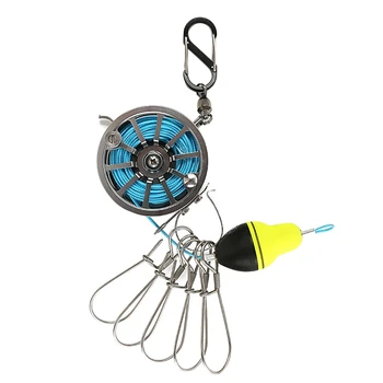 

7M Fishing Stringer Live Fish Lock Buckle With Reel And Float Stainless Steel 5 Snaps Fishing Stringer Clips Tackle Carp Pesca
