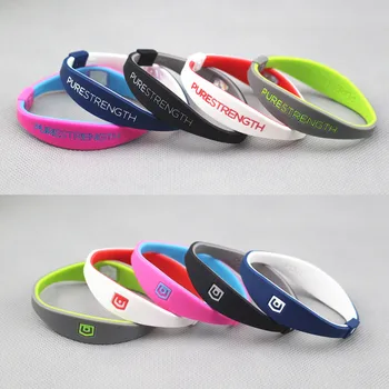 

24pcs New purestereth balance wristband good quality silicone endevr negative energy bracelet hologram ion power bangle