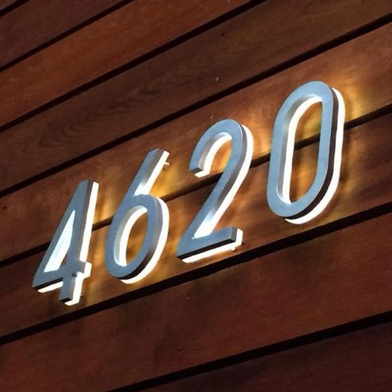 Светодиодный светильник с номерами для дома, уличная Водонепроницаемая таможня, металлическое покрытие для дверей отеля, из нержавеющей стали, светлая надпись, адрес|Дверные таблички|   | АлиЭкспресс
