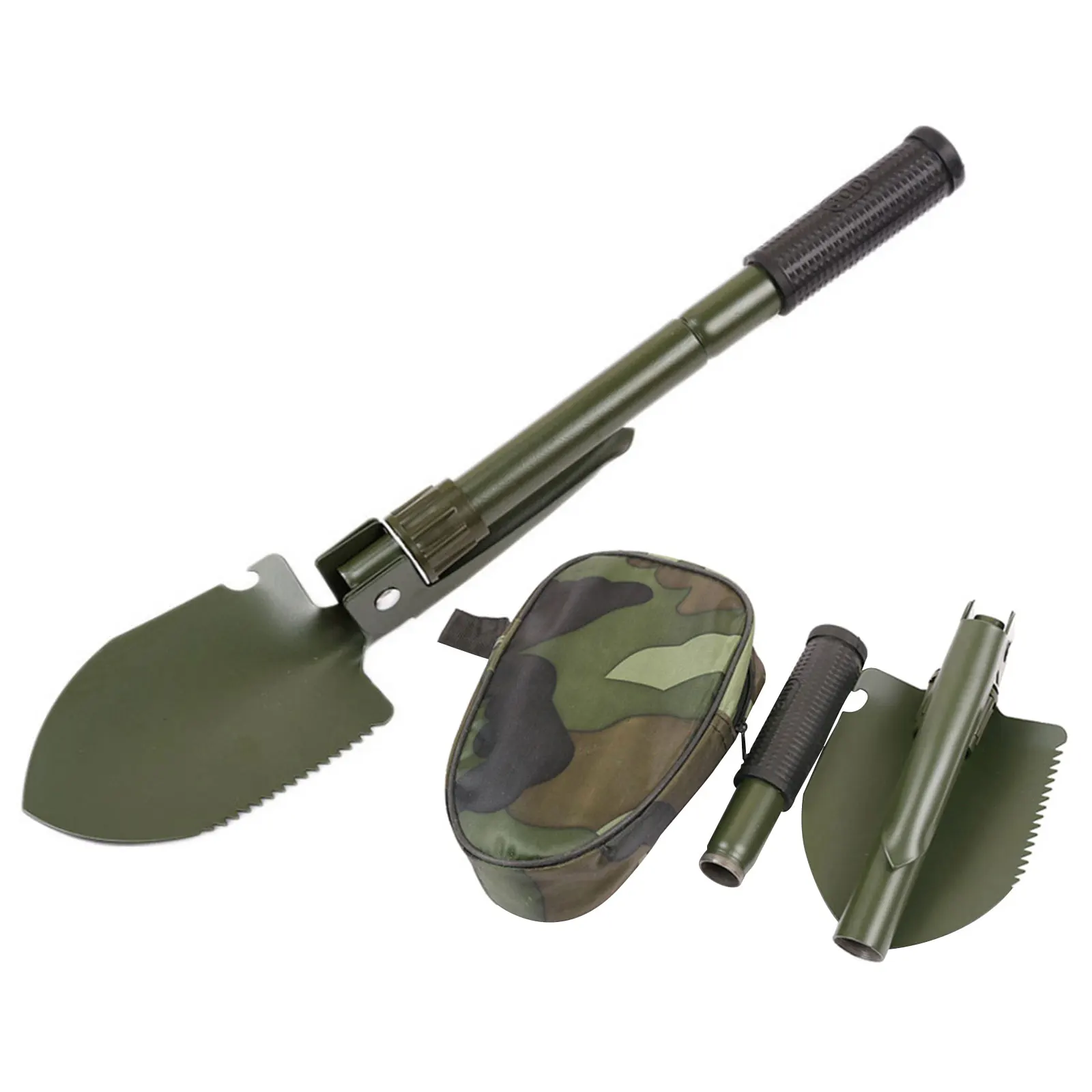 Folding Spade Shovel Heavy Duty Compact Green Camping Hiking Garden 