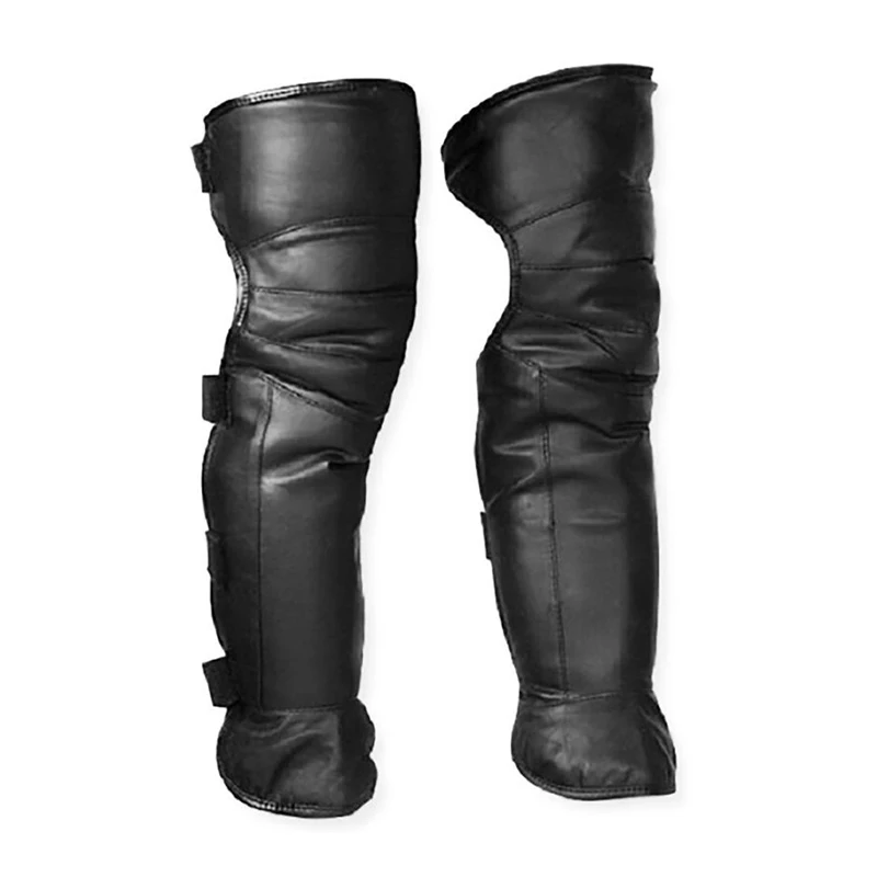 

KNEE HIGH COWHIDE LEATHER HALF CHAPS W/CONCHO LEG WARMER FOR MENS WOMENS