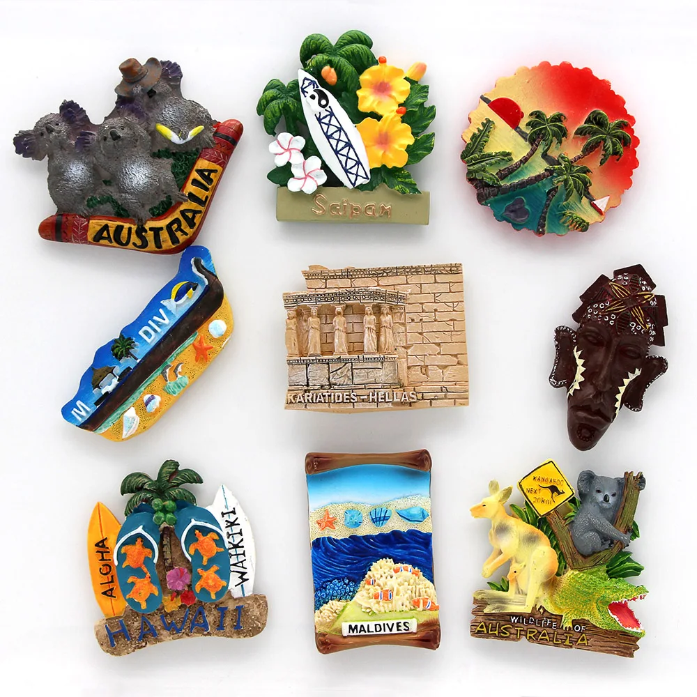 

fridge magnet Australia kangaroo koala refrigerator paste 3D magnetic refrigerator paste African Greek temple in Maldives Saipan