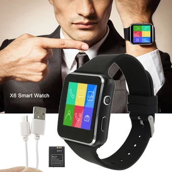 

X6 Smart Watch Pedometer Sleep monitor Positioning with Camera SIM Card Whatsapp Facebook Application for Android